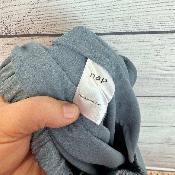 Nap Women's Lounge Cloud Blue Wide Leg Satin Feel Pajama Pants Size Large - Picture 10 of 12